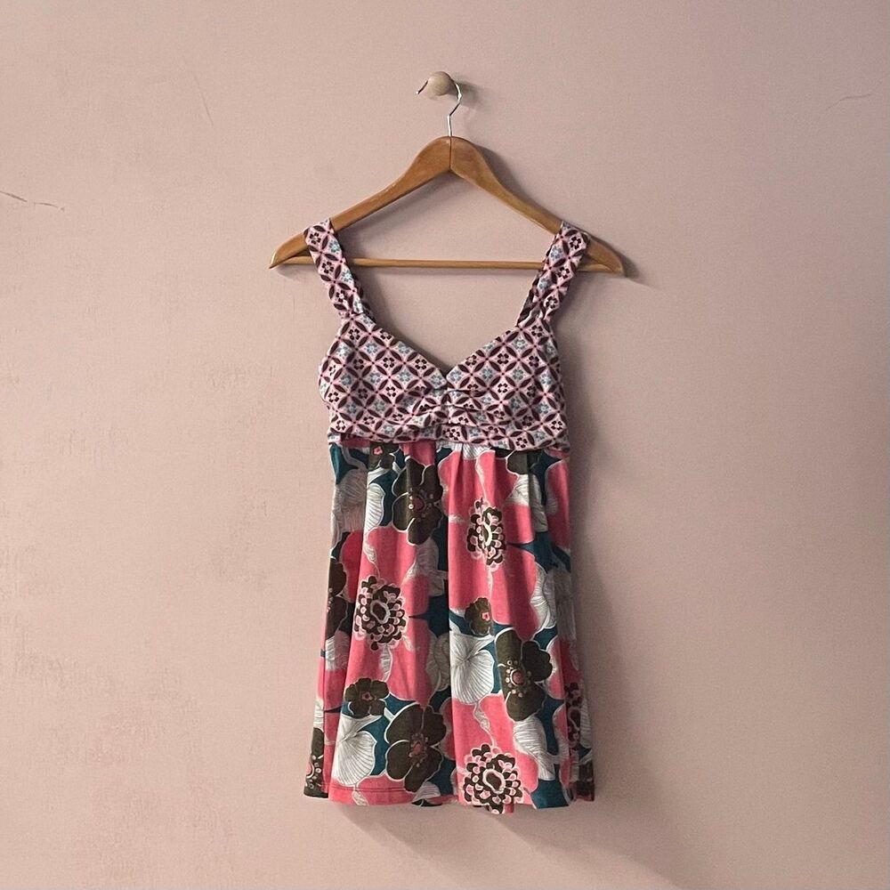 Vintage Y2K V.1 Couture Pink Floral Patterned BabyDoll Tank Size S/M